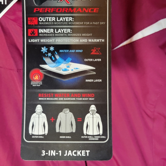 ZeroXposur maroon Berry 3 in 1 performance jacket Size Small NWT - Picture 8 of 12